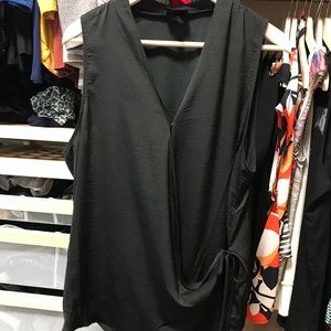 Black sleeveless wrap shirt